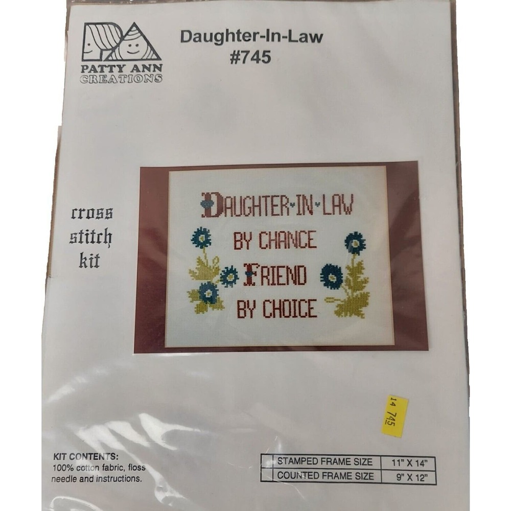 Cross Stitch Kit "Daughter-In-Law" PATTY ANN CREATIONS # 745 11" x 14" Complete